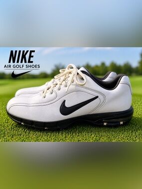 Nike White and Black Men's Air Golf Athletic Shoes